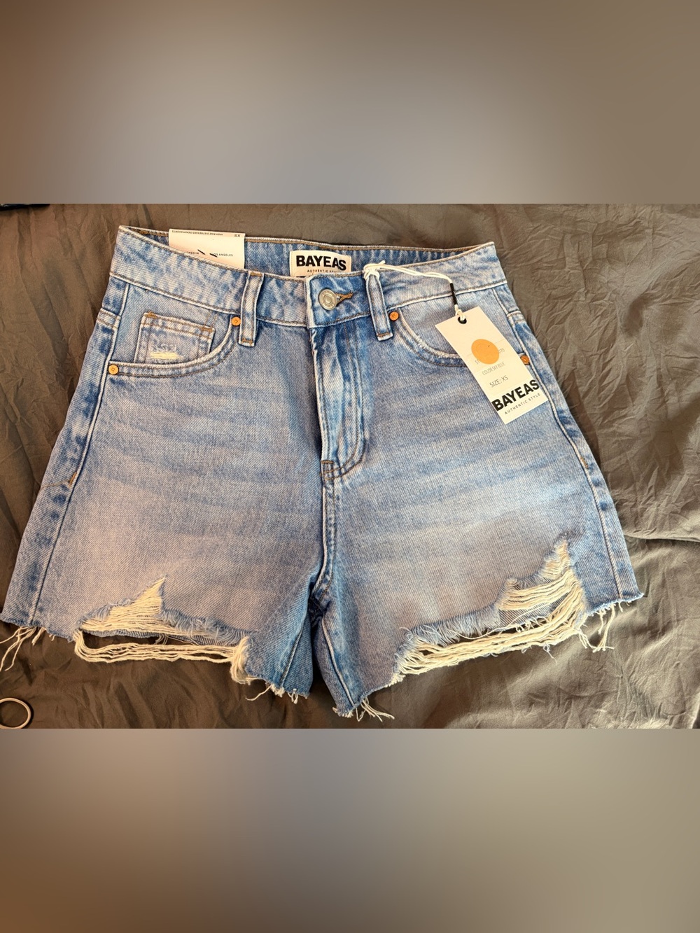 Bayeas high rise distressed denim shorts size XS NWT